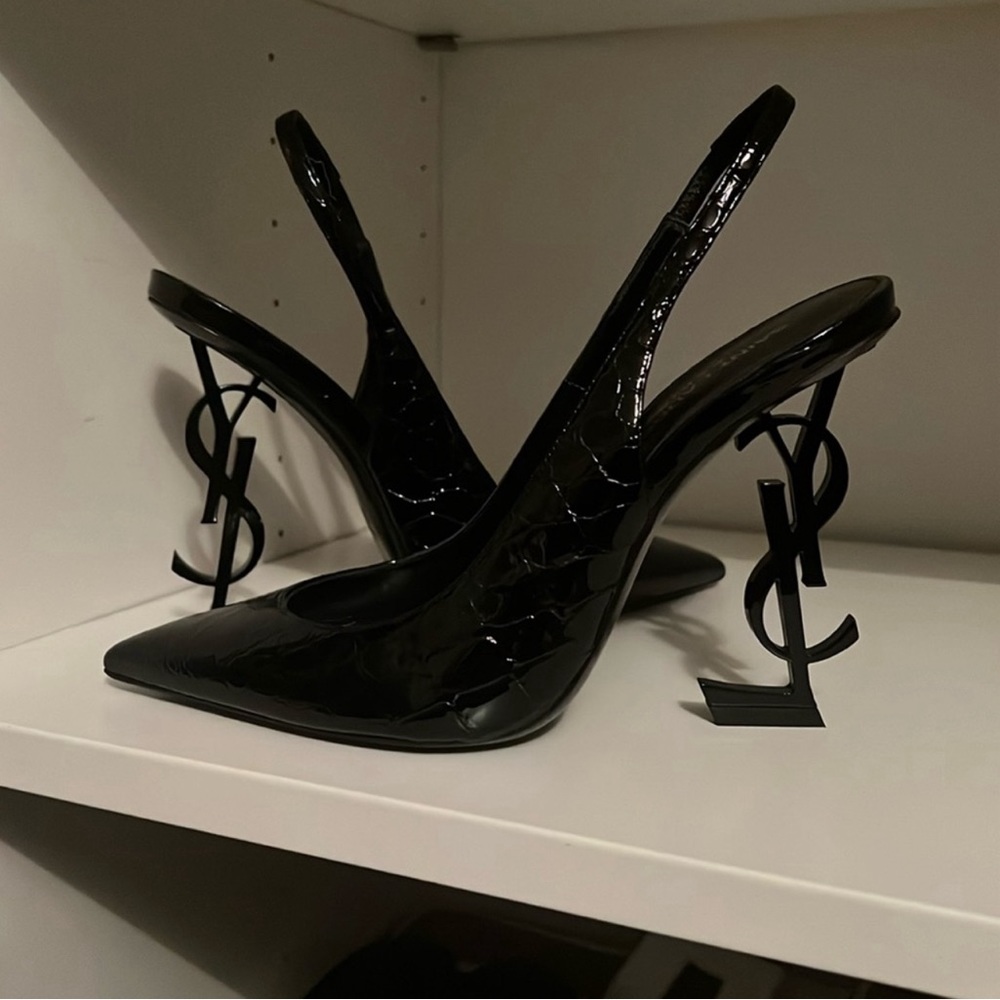 Croc YSL black open back high heels   Size 37